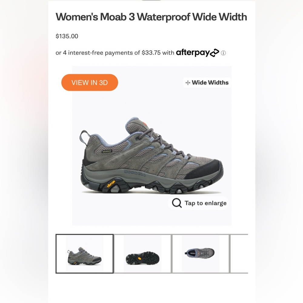 MERRELL Women's Moab 3 Waterproof Wide Width